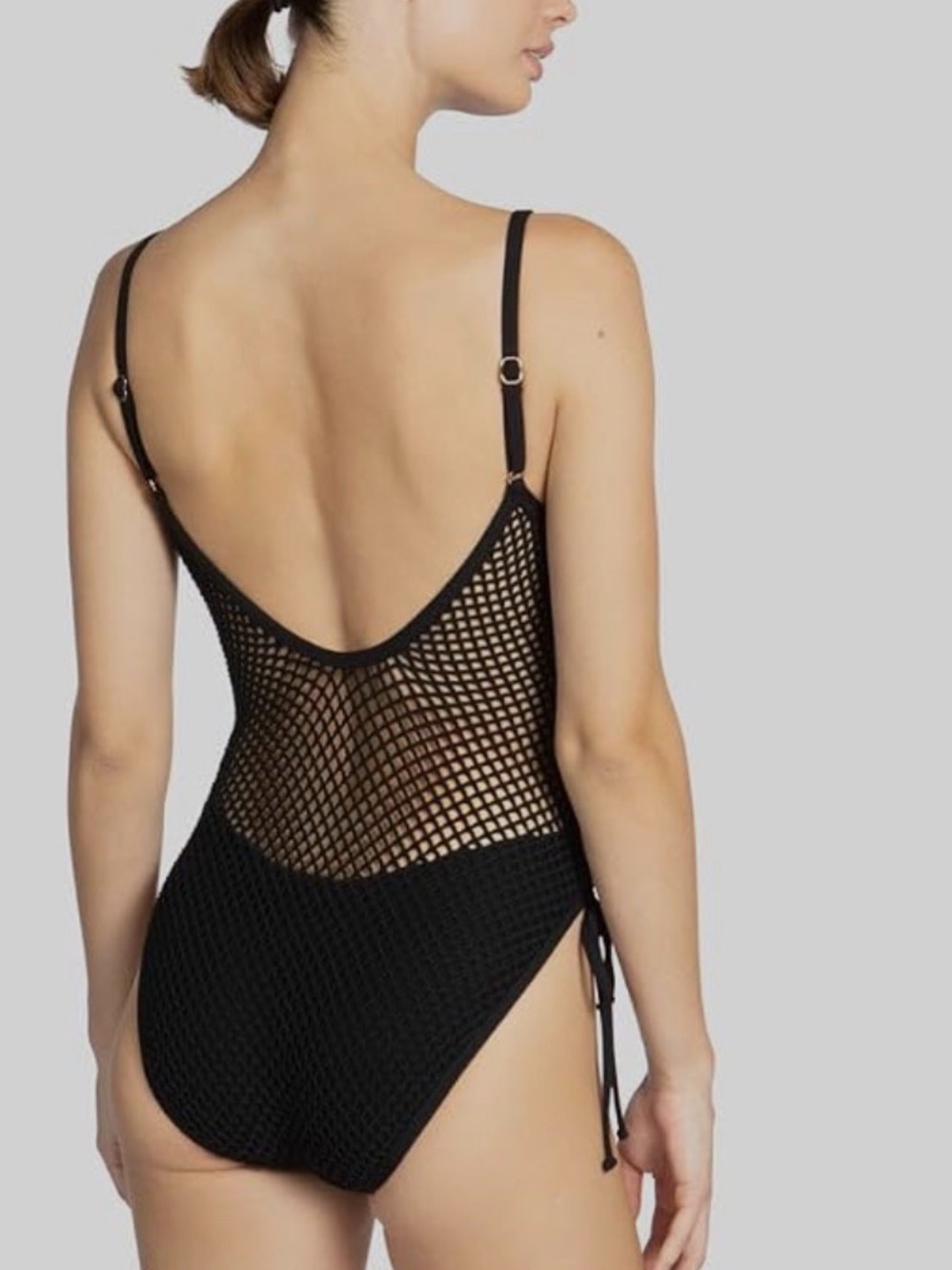 Robin Piccone 8 Pua Mio Mesh One Piece Swimsuit Black bathing suit - Picture 2 of 6